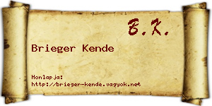 Brieger Kende névjegykártya